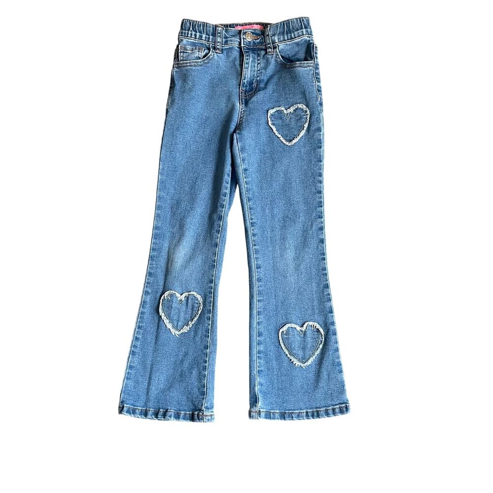 Gigi Star Girls 6X Jeans Kids Heart Patch Flare Jeans